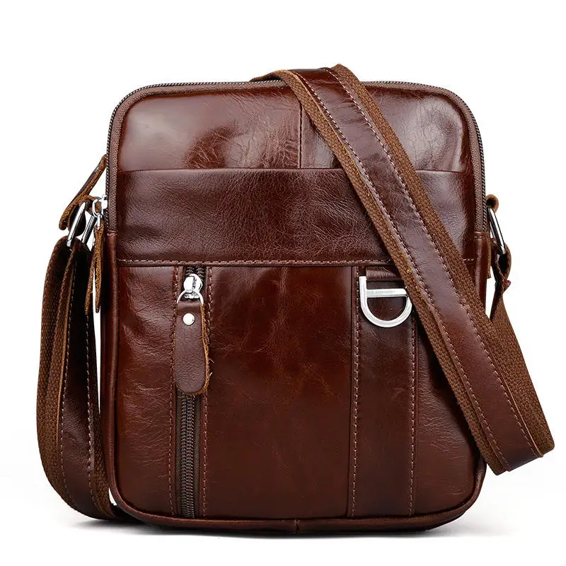 

YICHENG Genuine Leather Shoulder Bag Messenger Crossbody Briefcase Sling Bag for ipad Mini Famous Brand Men Bag Casual Business