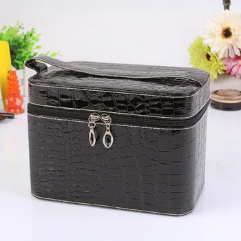 

Women Crocodile Pattern PU Leather Makeup Case Cosmetic Storage Box Large Capacity Bag Beauty Tool AB@W3 Women bag
