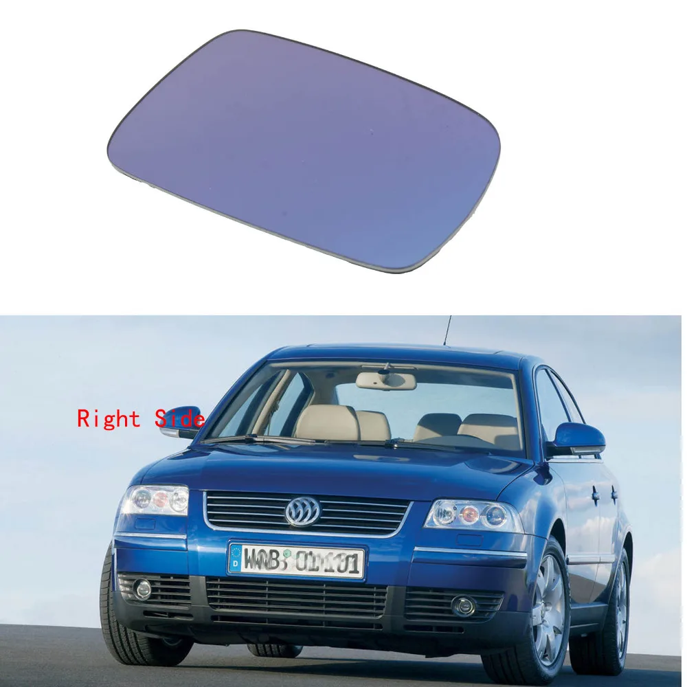 Правая сторона зеркало Стекло для VW Passat B5 1997 1998 1999 2000 2001 2002 2003 2004 2005 Автомобильное зеркало заднего вида стекло с подогревом голубой цвет