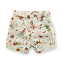 Летние Короткие штаны для маленьких девочек повседневные штаны для девочек льняные шорты детские шорты с эластичной резинкой на талии одежда с рисунком для девочек от 2 до 6 лет