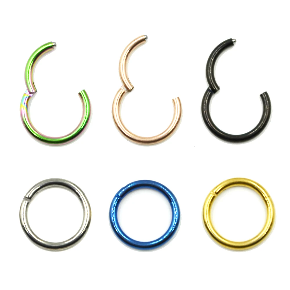 

Nose Ring Piercing Clicker Stud Body Jewelry Hinged Segment Ring Septum Labret Lip Nipple Tragus Cartilage Ring by G23 Titanium