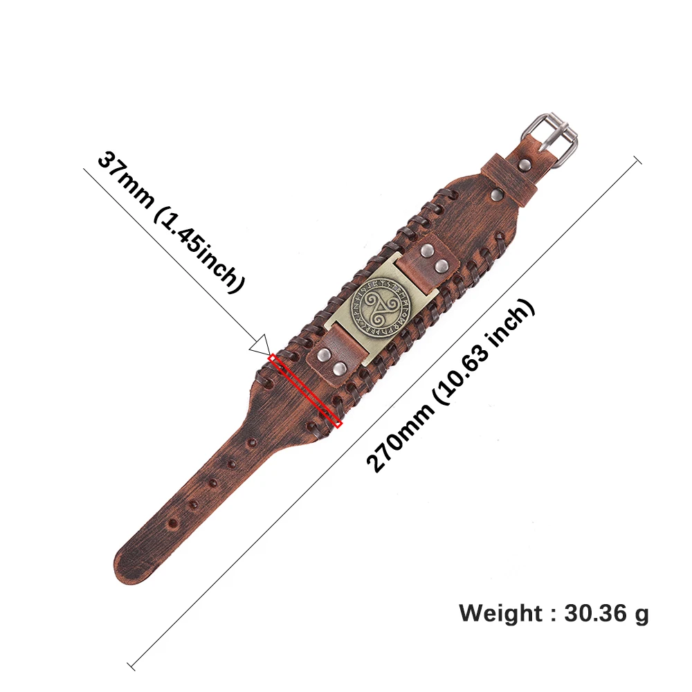 Dawapara винтажный символ Triskel Браслет-манжета из натуральной кожи браслет Wicca 24 руны амулет кожаный браслет ювелирные изделия