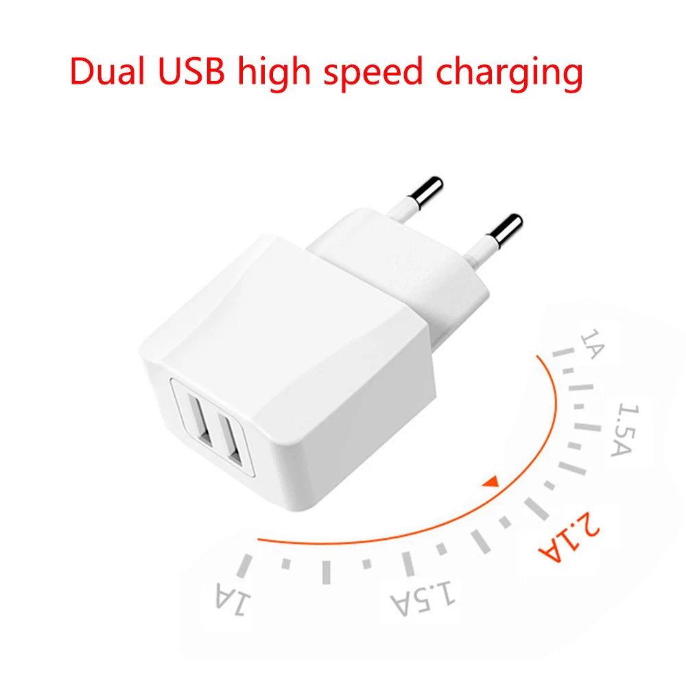 

5V 2.1A Smart Travel Dual USB Charger Adapter Wall Portable EU Plug Mobile Phone Charger for iPhone Samsung Xiaomi Tablet