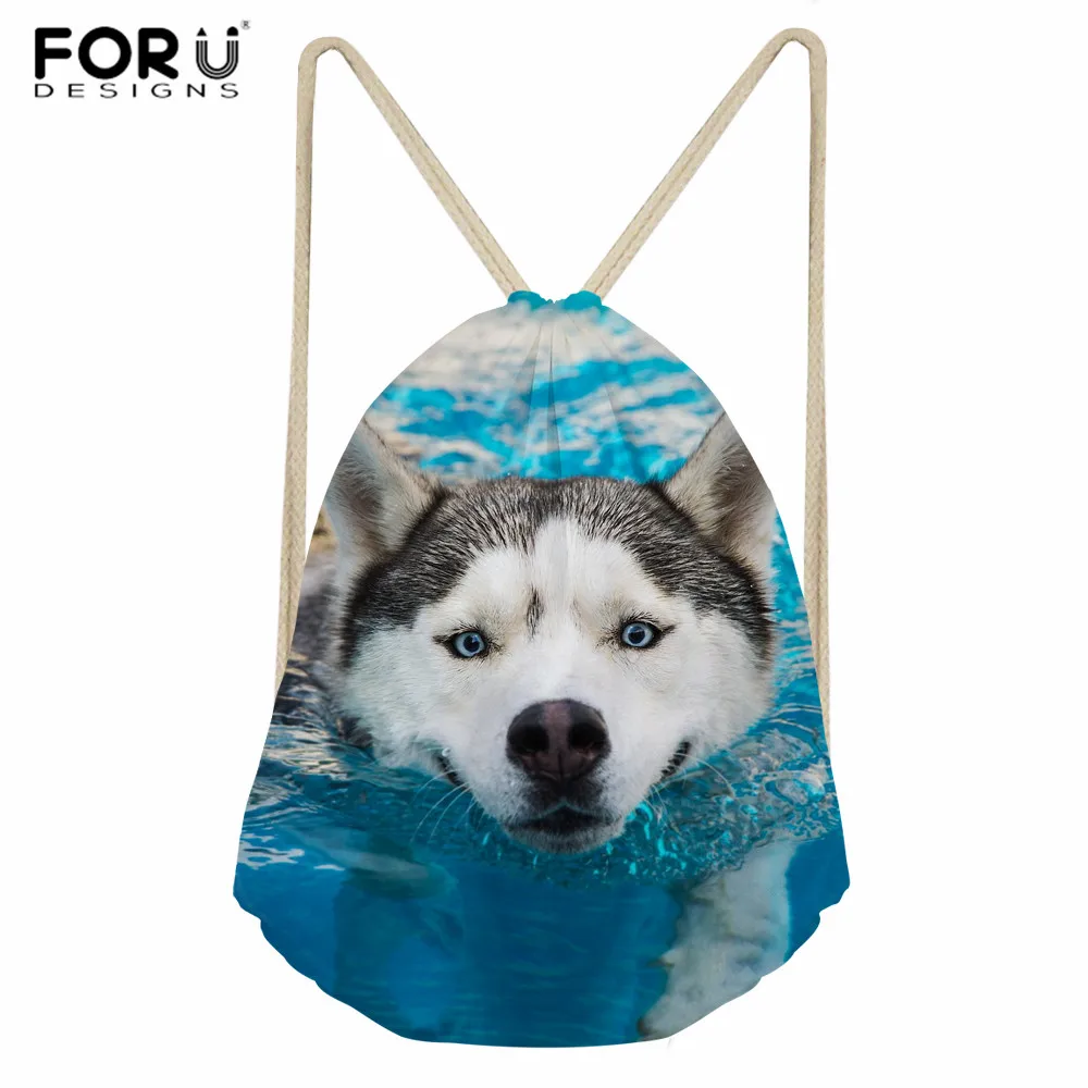 FORUDESIGNS/Хаски рюкзак на шнурке для мужчин отдыха уличная сумка женский подростков