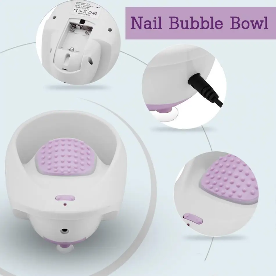 Nail Polish Remover Manicure Soaker Bowl Nail Bubble Massage Jet Spa