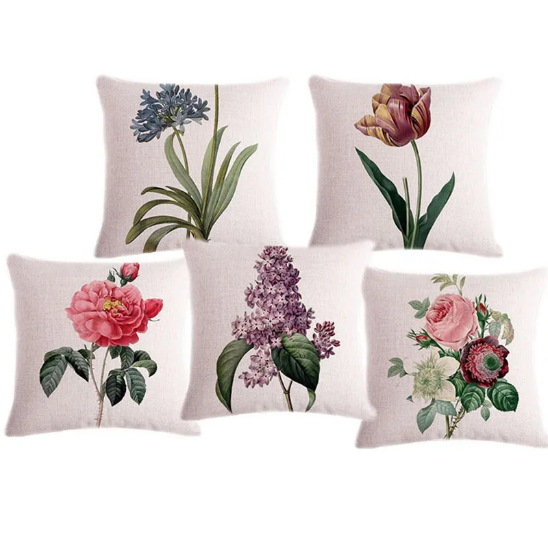 

Elegant Liliya Postoral Home Sofa Decorative Pillow 45x45cm Linen Pillowcase Vintage Decor Cojin Cushion Chair Emoji Pad