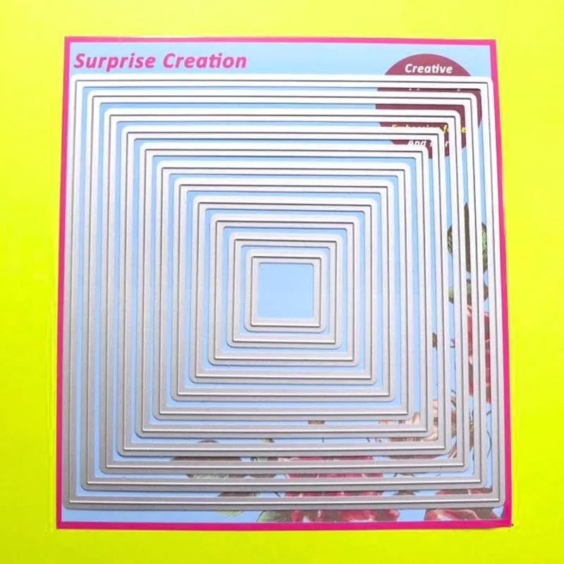 

Large Cutting dies 18.5x18.5cm 11-Piece Basic Square Scrapbook Cardmaking DIY Craft Metal Stencil