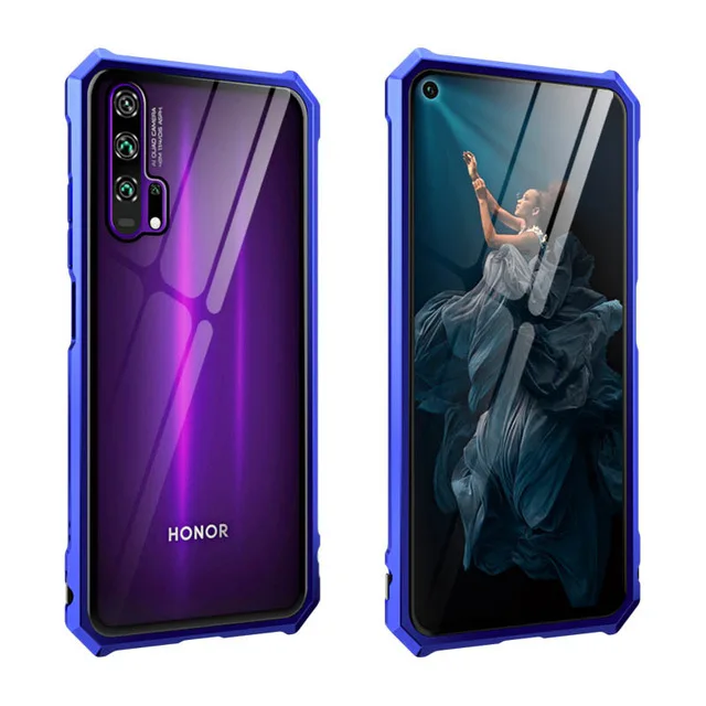 Роскошный металлический защитный чехол-бампер для huawei Honor 20 Pro, чехол, прозрачная задняя крышка для телефона huawei Honor 20 Lite, чехол 20Pro 20i - Цвет: blue purple