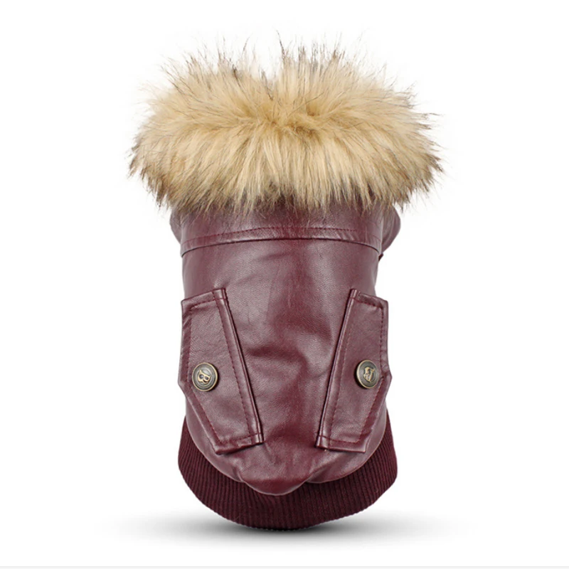 2017 warm pet cat dog vest coats jackets PU leather dog ...