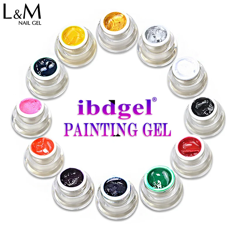 

1 Pcs ibdgel UV LED curing soak off gel nail polish 12 color painting nail gel for nail art drawing