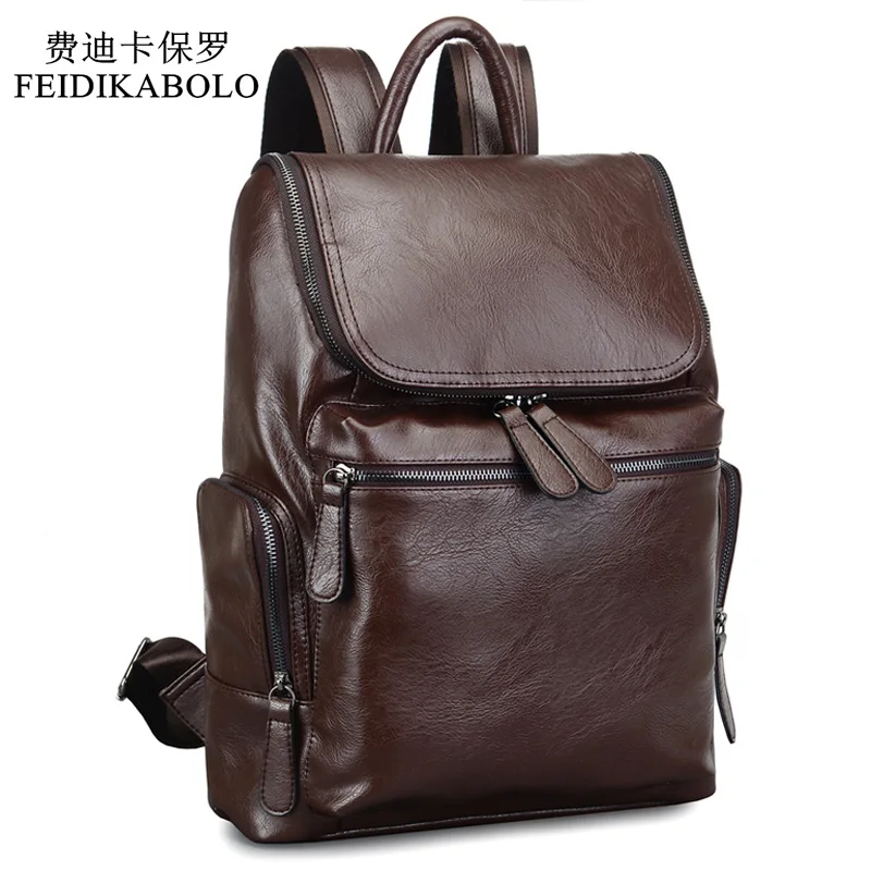Mochila De cuero de diseñador de marca 2017 para hombre, Mochila escolar, Mochila femenina, bolso de viaje marrón y negro