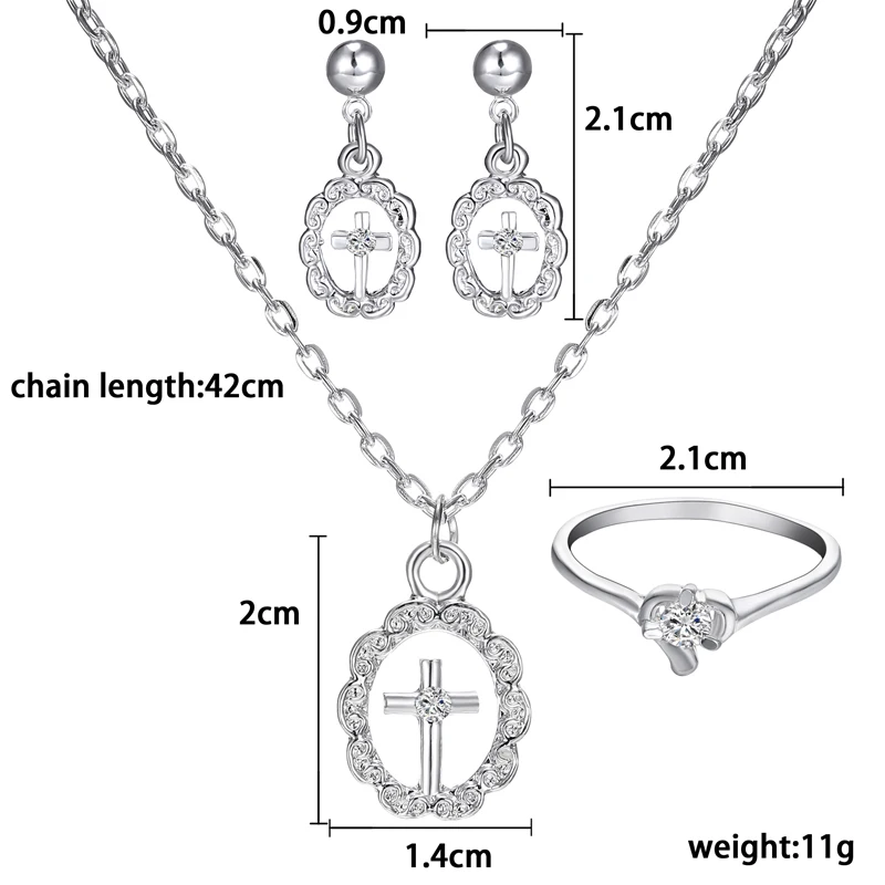 Комплект из колье серёг и кольца серебристого цвета|earrings dance|earring shelfearrings bulk |