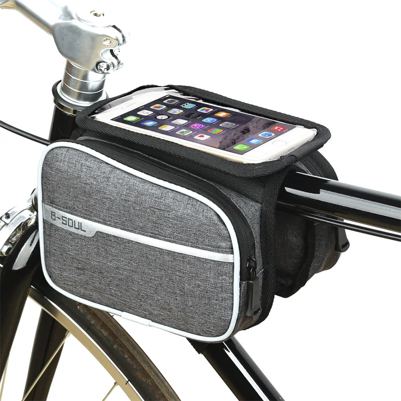 Непромокаемая Передняя сумка для велосипеда MTB 5,8-6,2 дюймов, чехол для телефона, сумка для горного велосипеда, сумка для велосипеда, аксессуары для велоспорта - Цвет: 23061 gray