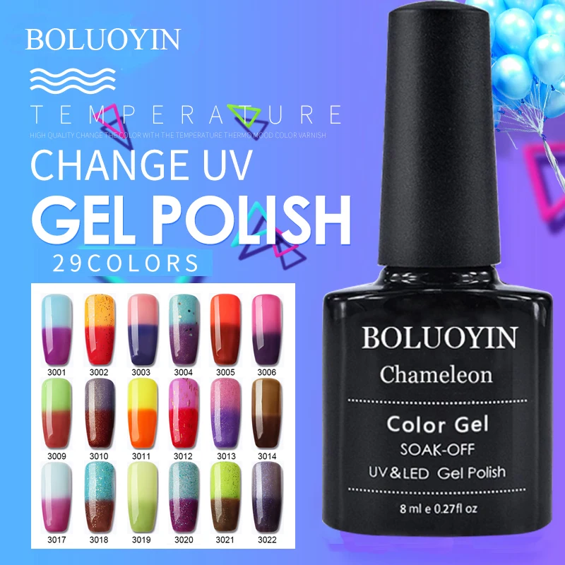 

Thermal Gel Varnish Nails Art 29 Colors Soak Off UV Gel Nail Polish Manicure Temperature Change Color Gel Varnish Nail Art