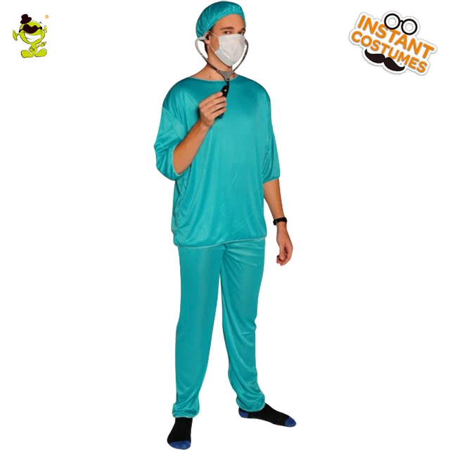 Popular Male Doctor Costume Halloween Party Cosplay Green Outfit Hospital Fancy Dress Role Play