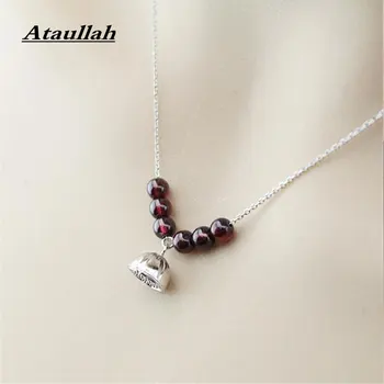 

Ataullah Retro Natural Garnet Necklace Gemstone 100% 925 Sterling Silver Lotus Pendant Plated Platinum Female Fine Jewelry NW005