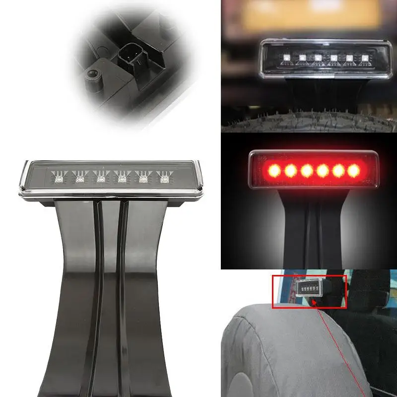 

15W Clear 6 LED Rear Tail 3rd Brake Light Third Brake Lamp for Jeep Wrangler JK 07-15 Rubicon Sahara Sport Altitude Unlimited