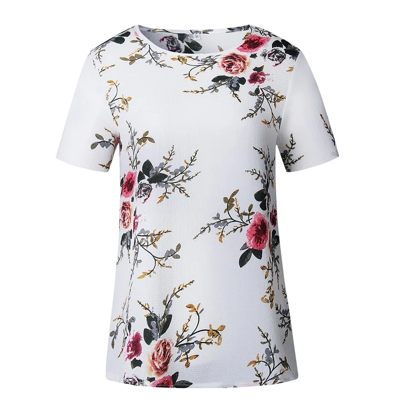 Femme Camisetas Mujer Verano женские блузки с цветочным принтом больших размеров шифоновые