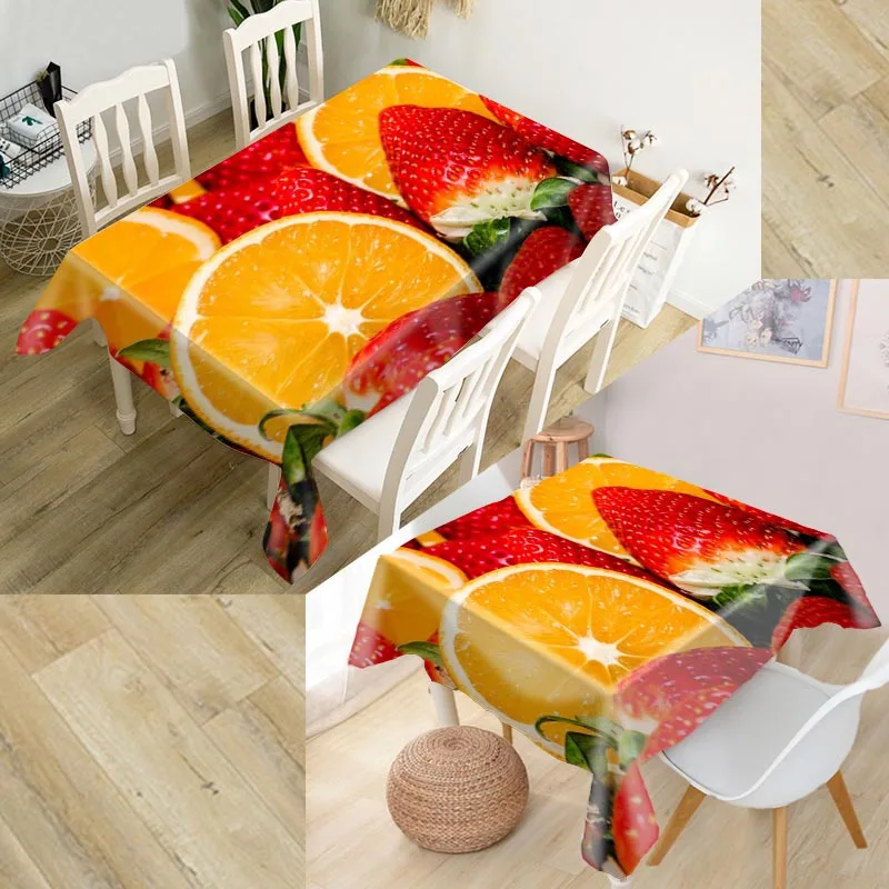

Custom Oranges Table Cloth Oxford Print Rectangular Waterproof Oilproof Table Cover Square Wedding Tablecloth