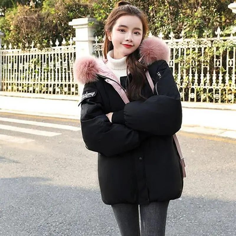 Veste À Black Col De Femme Chaud Grande green Style Hiver Femmes Mode Lâche Nouveau Taille Nzyd671 Épaississement Coton Fourrure Manteau 2018 Capuchon v6SR8n