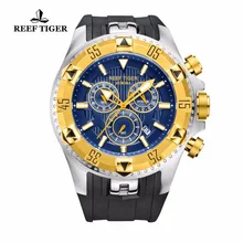 Recife Tigre/RT Super Luminosa Relógio de Aço Ouro Amarelo Dos Homens Esportes Relógios de Quartzo Cronógrafo e Data Automático Relógios RGA303