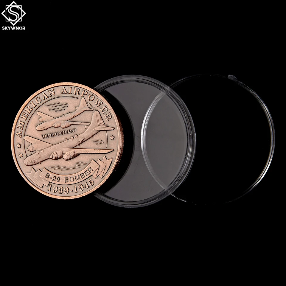 5PCS WWII America Copper Air Force Airpower B-29 Bomber Superfortress Token Coin 