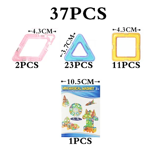 Мини 65 шт., Детские магнитные блоки, строительные блоки, строительные блоки, игрушки для детей, Обучающие, сделай сам, пластик, техника, кирпич - Цвет: 37pcs mini blocks