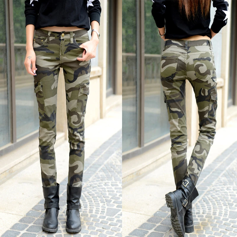 Pantalon Camouflage Slim Cargo Pour Femme Pantalon De Camouflage Jean Slim Crayon Pantalon De Style A Poches Nouvelle Collection Decontracte Aliexpress
