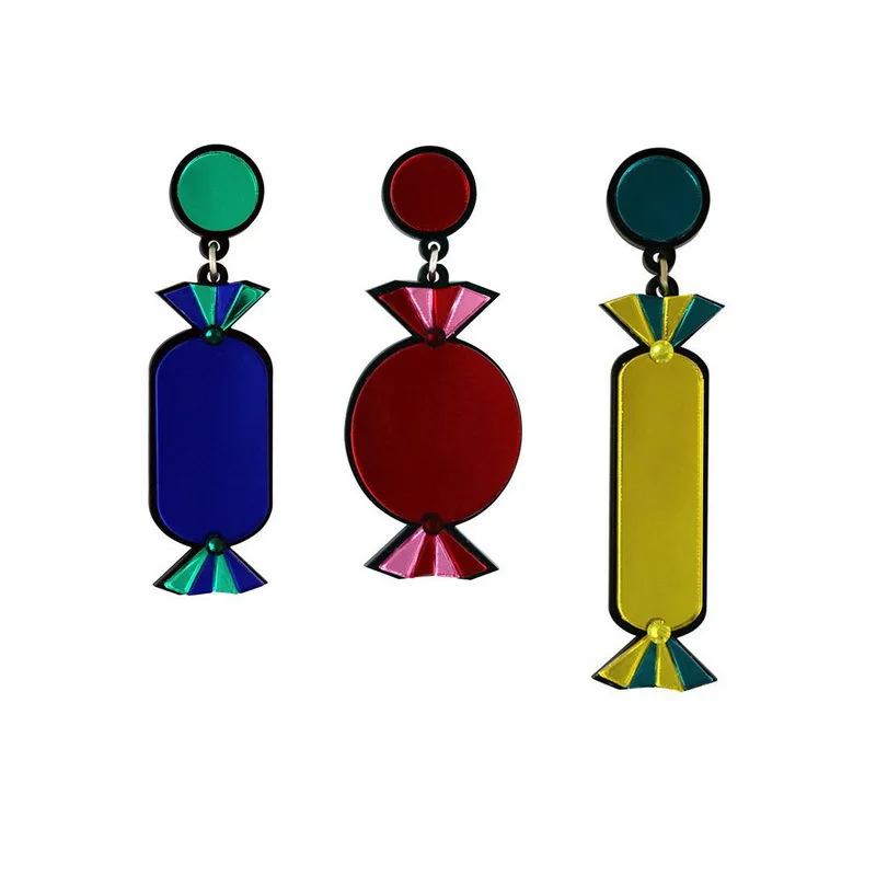 Модные ювелирные изделия Акриловые Длинные серьги в форме конфет для женщин