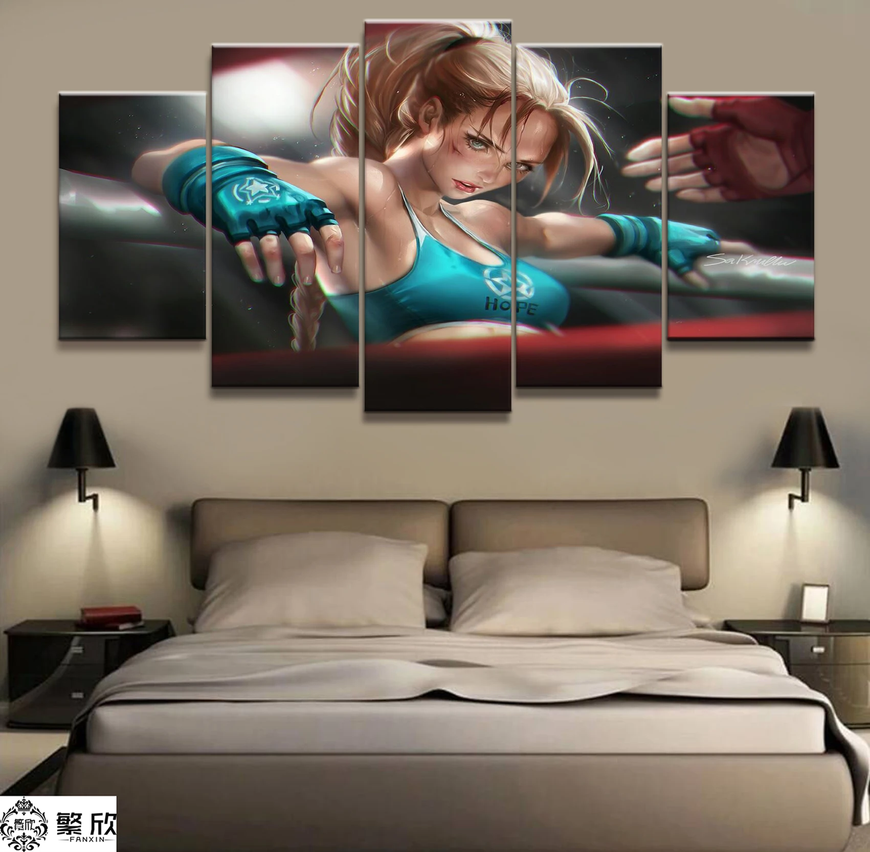 

Home Decor Canvas 5 Piece Boxing Girl Animation Canvas Printed Wall Pictures Home Decor For Living Room Poster Canvas Wholesale
