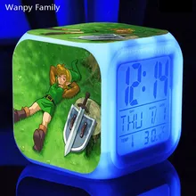 3d игра Legend of Zelda будильники, детский подарок на день рождения Многофункциональные цифровые будильники, Светящиеся светодиодный Будильник с изменением цвета