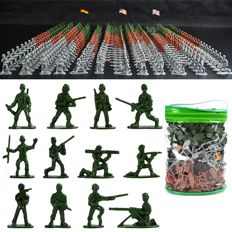 303PCS Military Plastic Soldiers Army Men Figures in 12 Poses 3 Flags