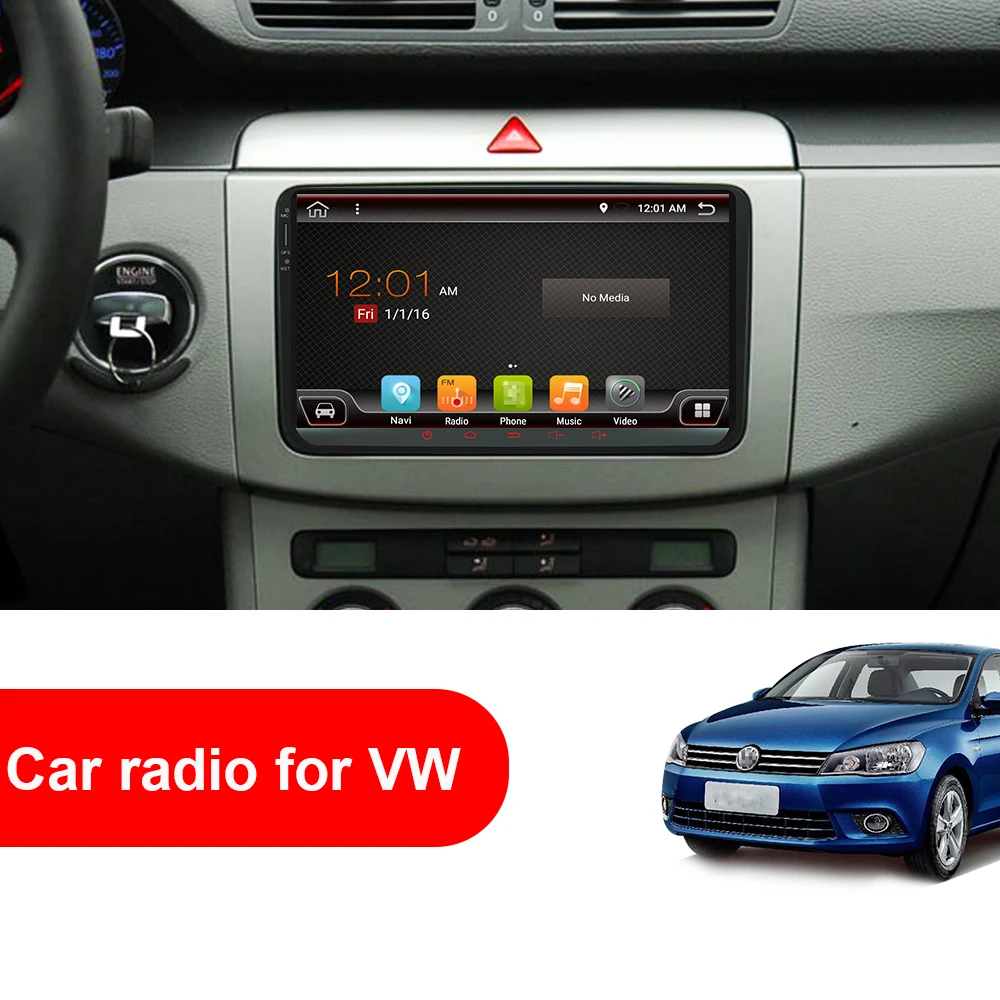 Sale Eunavi Android 9.0 2 DIN Car GPS PLAYER for Seat Altea Toledo VW GOLF 5/6 Polo Passat B6 CC Tiguan Touran RADIO RK3399 4G+64G 1