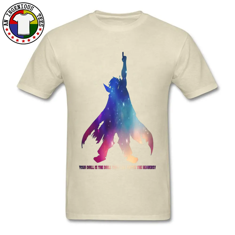 100% Cotton Men Short Sleeve Kamina Gurren Lagann -2830 T-shirts cosie Tops Tees Plain Cool O-Neck T-Shirt Top Quality Kamina Gurren Lagann -2830 beige