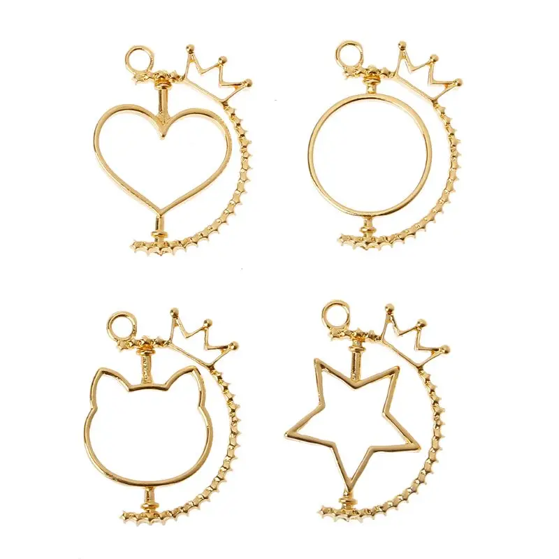 

Rotating Flame UV Resin DIY Keychain Pendant Open Bezel Setting Jewelry Making DIY Craft hollow blank Pendants frame