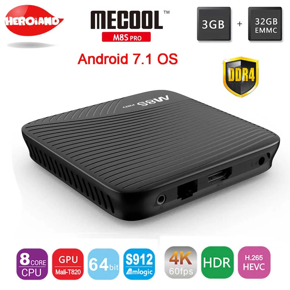 

M8S PRO Smart Android 7.1 smart TV Box Amlogic S912 Octa-core 3GB DDR4 32GB 2.4G&5G WiFi BT 4.1 Airplay Miracast 4K Media player