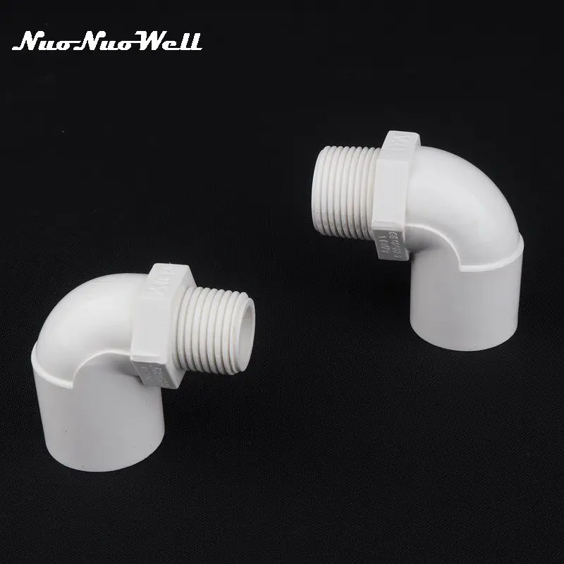 

2pcs 25mm to 1/2" 3/4 inch Male Thread Elbow Connector Garden Irrigation 90 Degree PVC Pipe Fittings 3/4" Adapter