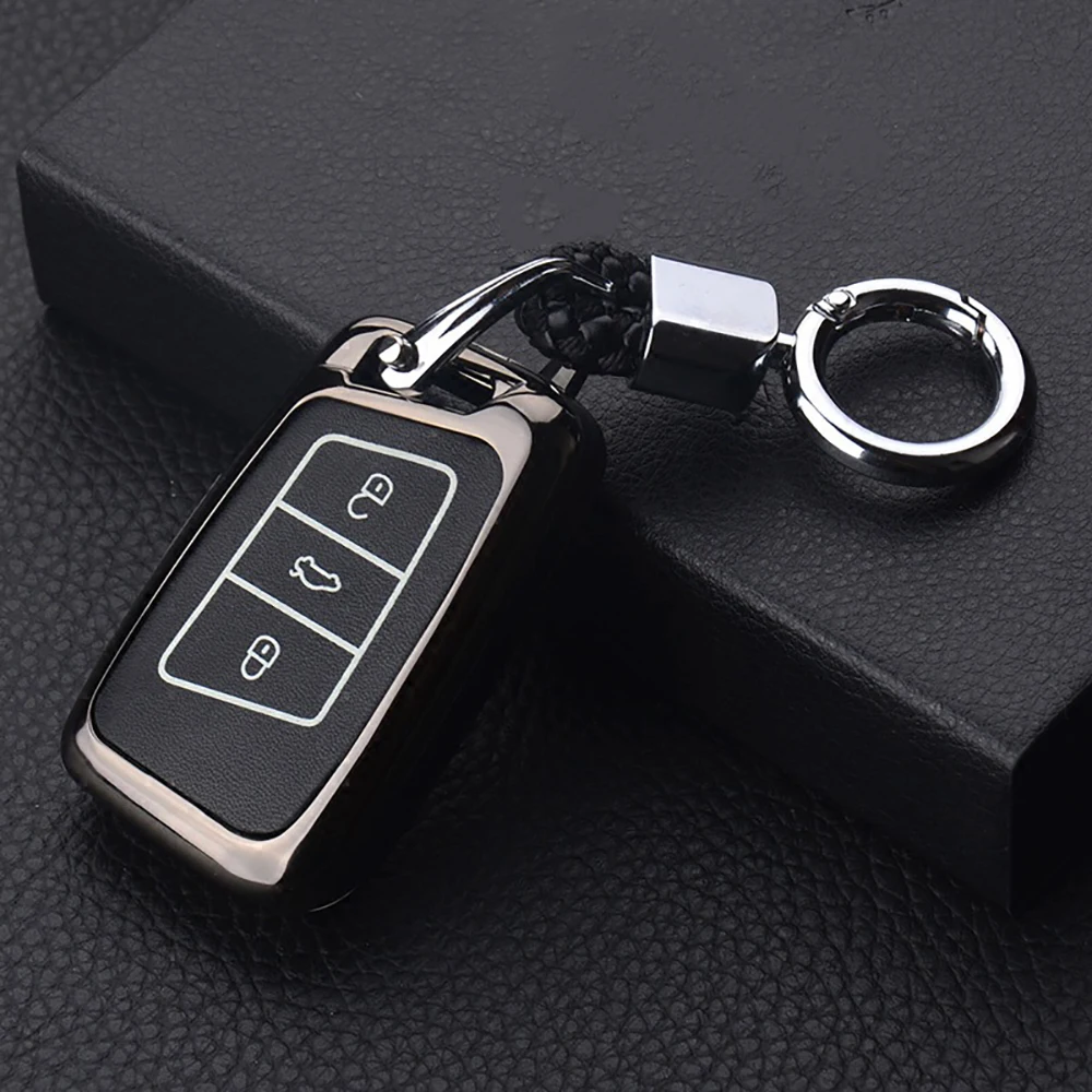 

For Volkswagen VW 2016 2017 Passat B8 Luminous Zinc Alloy+Leather Remote Car Key Case Cover Shell Holder Car-Styling Accessories