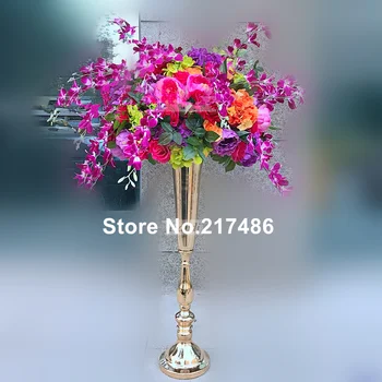 

New style flower vase gold metal candle holder candle stand wedding centerpiece event party road lead home decor