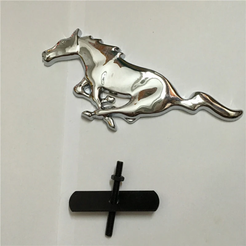  3D Silver Horse Logo Metal Alloy Car Auto Front Hood Grille Emblem Sticker for Ford Mustang Univers