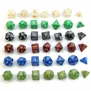 

7pcs Black Sided Dice D4 D6 D8 D10 D12 D20 Dungeons&Dragon D&D RPG Poly Game Set hot