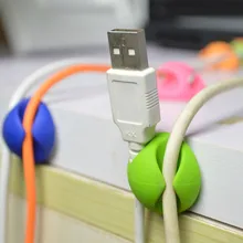 6PCS/lot Random Color Cable Clip Desk Tidy Wire Drop Lead USB Charger Cord Holder Secure Table Organizer Line Fixer