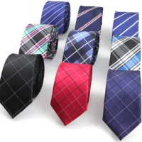 New Men's Casual Necktie Classic Plaid Striped Cravat Fashion slim Designer Ties 6cm For Business Party Wedding