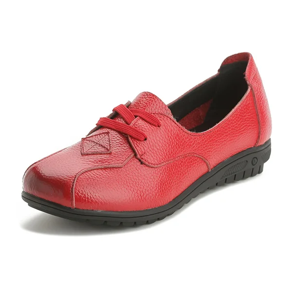 AARDIMI/Женская обувь на плоской подошве; обувь из натуральной кожи на шнуровке с круглым носком; Женская весенне-летняя обувь для мамы; большие размеры 35-43 - Цвет: 2