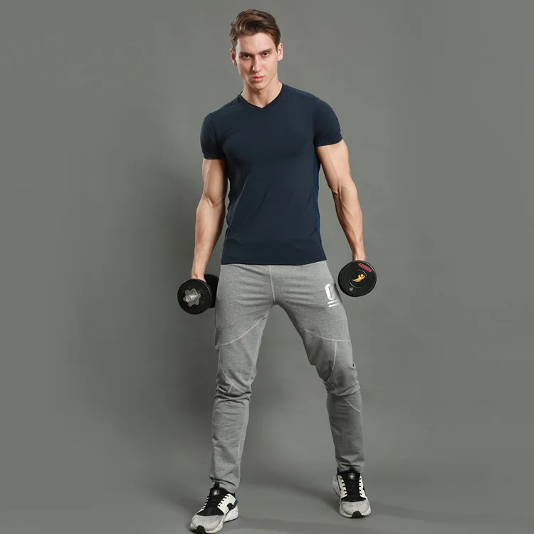 

A18451 Workout fitness men long sleeve t shirt men thermal muscle bodybuilding wear compression Elastic Slim exercise clothing