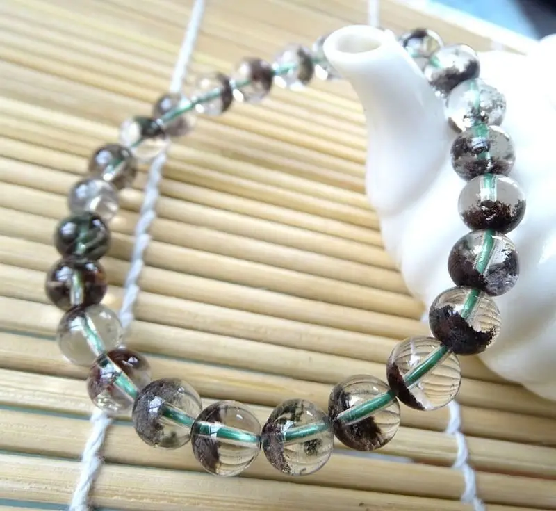 

001975 genuine chlorite phantom garden quartz beads bracelet