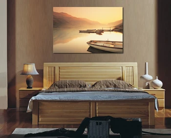 

Decoracion Canvas Painting One Piece Canvas Wall Art Decorations Bed Room Headboard Painting Sailing Ships Sunset