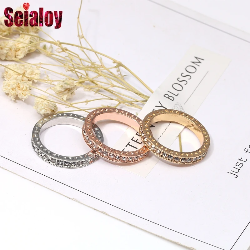 

SEIALOY Nostalgic Elegant Eternal Brightness Pandora Rings For Couples Friendship Memorial Europe Zircon Jewelry Ring Gift