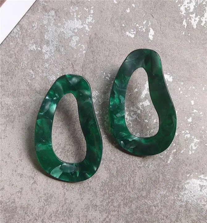 AOMU Новые темно-зеленые геометрические круглые большие круглые акриловые массивные длинные висячие серьги с уксусной кислотой, серьги для женщин и девушек - Окраска металла: P
