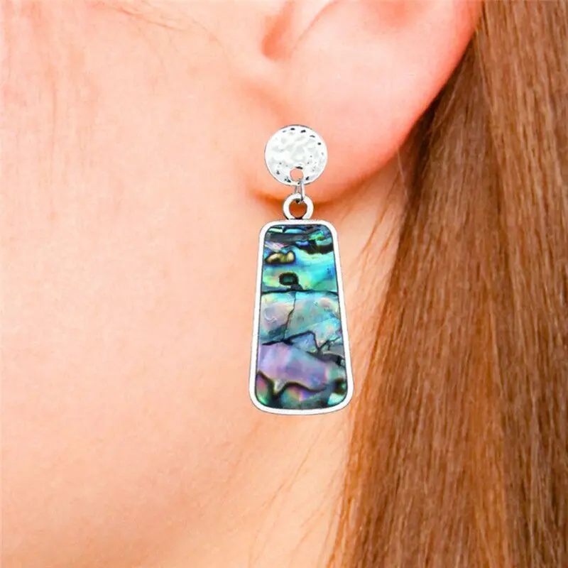

JAVRICK Natural Double-faced Abalone Shell Rectangle Earrings Jewelry for Women